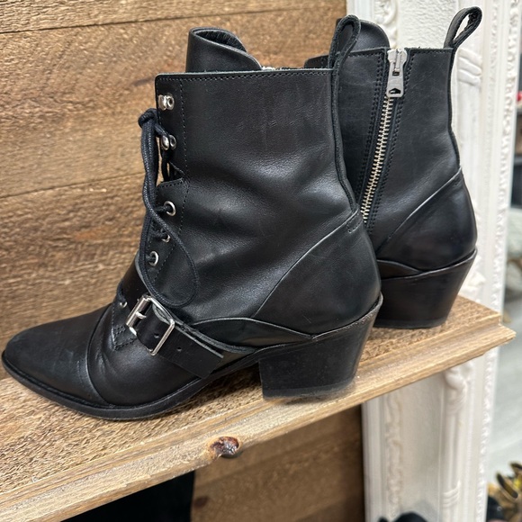 AllSaints Black Leather Lace-Up Ankle Boots – Size 37 (US 6.5–7) - Picture 5 of 7